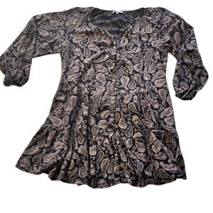 Wishlist Black Cream Paisley Ruffled Mini Dress